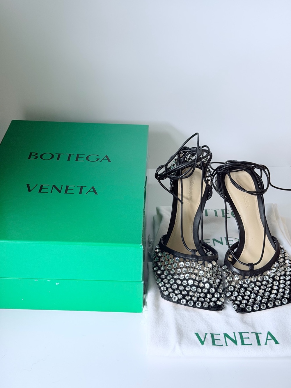 Bottega Veneta Sparkle Stretch Heels - Picture 9 of 9